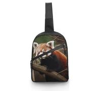 Red Panda on Tree Branch Crossbody Backpacks for Women Men Casual Cross Chest Bag Sling Pack Hiking Daypack