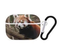 Red Panda on Tree Branch for Airpod Pro Case Cover Hard Shell Full Drop Protection Cover with Keychain Compatible with AirPod Pro 2nd/1st Generation, Front LED Visible,White