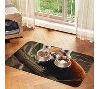 Red Panda on Tree Branch Pet Feeding Mat 30x45cm, Absorbent Dog Mat for Food and Water Bowl, PU Leather Cat Food Mat Waterproof Dog Bowl Mats Quick Dry Pet Placemats-No Stains