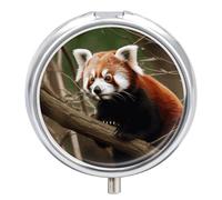 Red Panda on Tree Branch Pill Box Exquisite Pill Organizer Cute Medicine Holder with COF Portable Compact Medicine for Vitamins, Fish Oil, Supplements and Medications