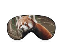 Red Panda on Tree Branch Sleep Mask Light Blocking Eye Cover Polyester Eye Mask with Elastic Strap Blindfold for Side Sleeper Sleeping Masks Face Hugging for Women Men Travel