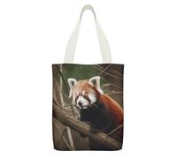 Red Panda on Tree Branch Tote Bag Fashion Shopping Bag with Inner Pocket Exquisite Canvas Handbag Double Sided Print Shoulder Container Lightweight Reusable Grocery Pocket for Women Cute Shopper Tote