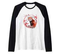 Red Panda Origami Japanese Style Kawaii Cat Bears Raglan Baseball Tee