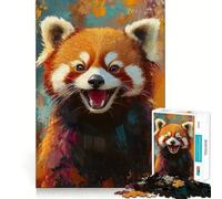 Red Panda Painting Hard Jigsaw Puzzle for Adults 1000 Pieces Recall Boost Quiet Calm Smooth Cut Classic Gift (50x75cm)