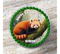 Red Panda Personalised Birthday Cake Topper, 7.5 Inch Round