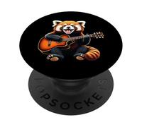 Red Panda Playing Guitar Design Funny Red Panda PopSockets Adhesive PopGrip