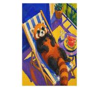Red Panda Poolside Jigsaw Puzzle 1000 Pieces in Wood, Difficult Challenge