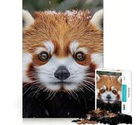 Red Panda Portrait in Winter Snow Hard Jigsaw Puzzle for Adults 1000 Pieces Fine Logic Toy Calm Fun Neat Edge Thoughtful Gift (38x52cm)