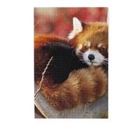 Red panda Printed Wooden Puzzle 1000 Piece, Cute Puzzle Game in Plastic Box for Family Entertainment and Brain Training Gifts