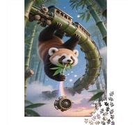 Red Panda Puzzles 1000pc Bamboo Jigsaw Puzzles Image Puzzle Home Decoration Challenge Toy for Adults Kids 1000pcs (75x50cm)
