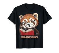 Red Panda Reading Book Lover Glasses Animal Library T-Shirt