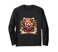 Red Panda Reading Books Pandas Cottagecore Aesthetic Kids Long Sleeve T-Shirt