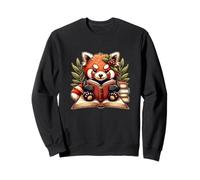 Red Panda Reading Books Pandas Cottagecore Aesthetic Kids Sweatshirt