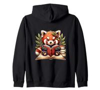Red Panda Reading Books Pandas Cottagecore Aesthetic Kids Zip Hoodie