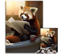Red Panda Reading Newspaper 1000Pc Adults Jigsaw Puzzle Wooden Puzzles Home Decor Brain Teaser Game for Teenagers & Family Interaction 50x75CM/19.68x29.52inch