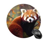 Red Panda Round Mouse Pad 7.8 Inch - Non-Slip Rubber Base Mouse Mat Portable Ergonomic Desk Mat for Office, Laptop, Travel, Wireless Mice Mats - Waterproof & Durable Design