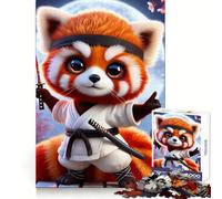 Red Panda Samurai Japan Jigsaw Puzzles 1000 Piece for Adults Intellect Toy Calm Relax Precise Cut Santa Wish Item (38x26cm)