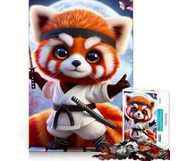 Red Panda Samurai Japan Jigsaw Puzzles 1000 Piece for Adults Intellect Toy Calm Relax Precise Cut Santa Wish Item (38x26cm)