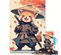 Red Panda Samurai - Japanese Art 1000 Piece Jigsaw Puzzles for Adults Teenagers Solid Logic Toy Quiet Fun Precision Cut Santa Wish Pick (50x75cm)