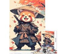 Red Panda Samurai - Japanese Art Jigsaw Puzzle 1000 Piece for Teenagers Serene Peaceful Play Activity Peaceful Calm Stress Relief (38X26cm)