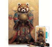 Red Panda Samurai Jigsaw Puzzle for Adults 1000 Pieces Memory Boost Group Play Pattern Assembly Xmas Surprise (38x26cm)