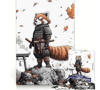 Red Panda Samurai on Mountain Peak 1000 Piece Jigsaw Puzzle for Teenagers Fine Logic Toy Relaxing Fun Neat Edge Wall Art Decor (38x52cm)
