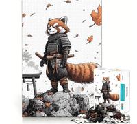 Red Panda Samurai on Mountain Peak Puzzles for Adults 1000 Puzzles Strengthen Memory Anxiety Relief Smooth Edge Warm Surprise (50x75cm)