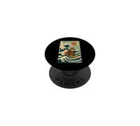 Red Panda Samurai Surfing Japanese Wave PopSockets Adhesive PopGrip