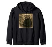 Red Panda Samurai Warrior Katana Kimono Zen Sumi-E Vintage Zip Hoodie