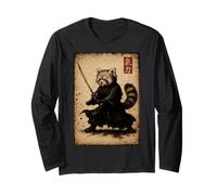 Red Panda Samurai Warrior with Katana Sword Graphic Long Sleeve T-Shirt