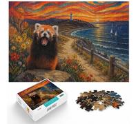 Red Panda Screaming in Edvard Munch Style Jigsaw Puzzle, 1000 Piece