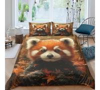 Red Panda Single Duvet Cover Set 3D Printed Animal Theme Bedding Set Ultra Soft Microfiber Quilt Cover 150x200 cm for Single Bed with 2 Pillowcases with Zipper G/1929