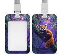 Red Panda Sitting on Tree Funny ID Badge Holder with Detachable Neck Lanyards Vertical Card for Offices Men Women