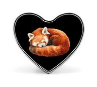 Red Panda Sleeping Badge Pin Brooch Heart Shape Button Aluminum Decor for Backpacks Hats