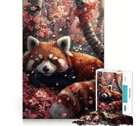 Red Panda Sleeping Sakura Hard Jigsaw Puzzle for Adults 1000 Pieces Mind Challenge Toy Gentle Leisure Precise Cut Memorable Gift (38x26cm)