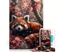 Red Panda Sleeping Sakura Hard Jigsaw Puzzle for Adults 1000 Pieces Pure Logic Toy Home Activity Clean Cut Lovely Gift (50x75cm)