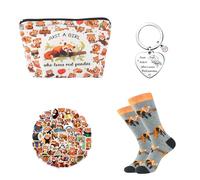 Red Panda Socks - 4PCS Red Panda Gifts with Socks, Keychain, Stickers and Stylish Makeup Bag, Birthday Gifts for Women Fitness Lovers, Cute Fitness Accessories, Sweet Gift for Her, Funny Gym Gifts