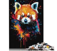 Red Panda Splash Art Puzzles 500 Pieces for Teenagers Gifts Wooden Puzzle Jigsaws for Adults Puzzle for Adults And Teenager 500pcs (52x38cm)