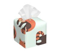 Red Panda Square PVC Tissue Box Cover Modern Decorative Holder for Bathroom Vanity