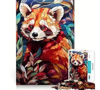 Red Panda Stained Glass 1000 Piece Jigsaw Puzzles for Teenagers Jigsaw Brain Workout Toy Group Play Art Assembly Classic Gift (38x52cm)