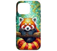 Red Panda Stained Glass Art Graphic Case Design Red Pandas Case for iPhone 16 Pro
