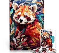 Red Panda Stained GlassJigsaw Puzzle for Adults 1000 Pieces Educational Stress Relief Toy Enhance love between couples 38x26cm