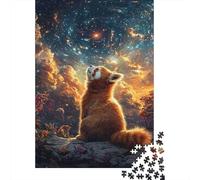 Red Panda Star Gazing Senior Jigsaw Enthusiasts Puzzle 1000 Pieces Extra-Thick Cardboard Christmas Holiday Activity 38x26cm/1000pcs