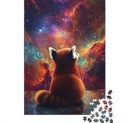 Red Panda Stargazing 1000-Piece Adult Jigsaw Puzzle, 38x26cm/1000pcs; for Progress Whenever Time Allows; White Card Pieces with Reduced Dust