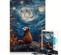 Red Panda Starry Night 1000 Pieces Jigsaw Puzzles for Adults Mind Exercise Toy Relax Time Precision Cut Stylish Gift (38x52cm)