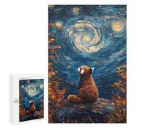 Red Panda Starry Night Family Jigsaw Puzzle, 1000 PCS, for Adults And Families, A Shared Indoor Activity for Cosy Winter Nights