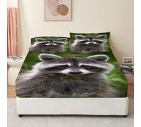Red Panda Super King Fitted Sheet Cute Bed Sheets - 30 cm Deep Pocket Fitted Bed Sheet with 2 Pillowcases, Soft Brushed Microfiber Bedding 180x200 cm - Easy Care Bottom Sheets