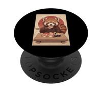 Red Panda Sushi Anime Vintage Japanese Food Lover Kawaii PopSockets Adhesive PopGrip