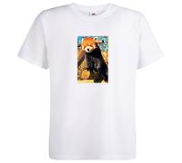 Red Panda T-Shirt Wildlife Animal Photography Adult Unisex White Cotton Shirt (UK, Alpha, M, Regular, Regular, White)