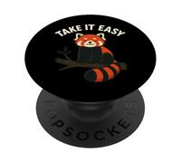 Red Panda Take It Easy Graphic Funny Relaxation PopSockets Adhesive PopGrip